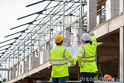 Engineerings in the constructions site Stock Photo