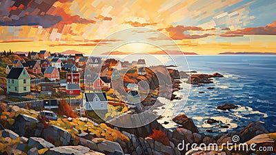 Arctic Serenity: Enchanting Impressionistic View of Majestic Nuuk Stock Photo