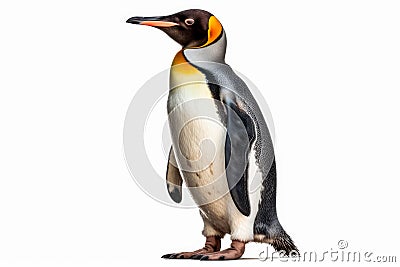 Regal Gentoo: The Distinguished Penguin against a White Canvas Stock Photo