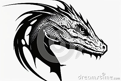 Dragon head on a white background Cartoon Illustration