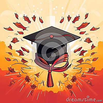 Graduation Cap with Wings - Symbolizing Perseverance and Reward Stock Photo