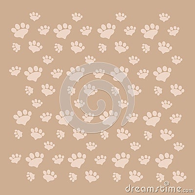 Beige background with pet paws. Stock Photo