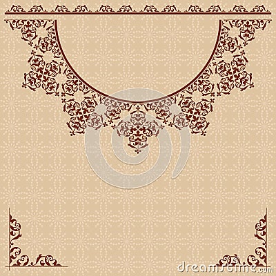 Beige vector background with vintage ornament Vector Illustration