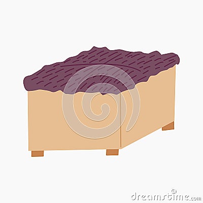 Beige banquette with upholstered fluffy warm seat. Vector Illustration