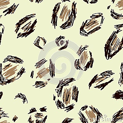 Beige, black, brown leopard skin. Seamless pattern background jaguar. Safari animal print. Africa texture. Vector wallpaper fur. Vector Illustration