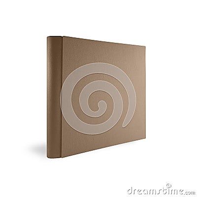 A beige book stands on a white background Stock Photo
