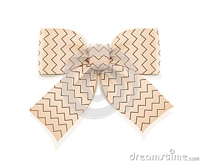 Beige bow. Decorative element for gift. Vector Illustration