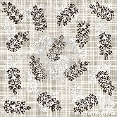 Beige brown white messy leaves Vector Illustration