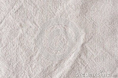 Beige canvas rough crumpled fabric texture. Stock Photo