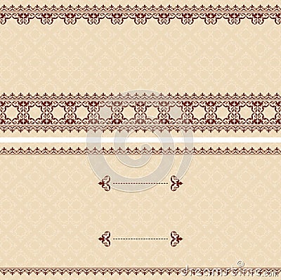 Beige vector card with brown arabic ornament Vector Illustration