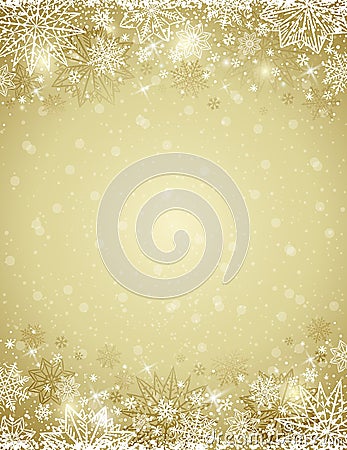 Beige christmas background with frame of snowflakes and stars Vector Illustration