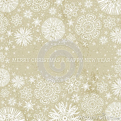 Beige christmas background with snowflakes, vecto Vector Illustration