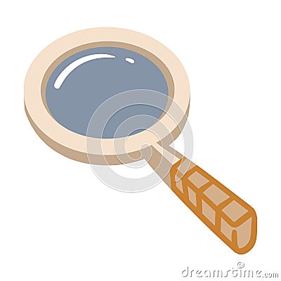 Beige Color Magnifying Glass Clip Art. Search Icon Vector Illustration
