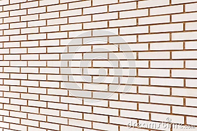 Beige fine brick wall texture background perspective, large detailed horizontal textured pattern Stock Photo