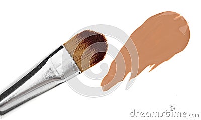 Beige liquid foundation makeup stroke with brush Stock Photo