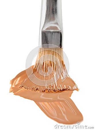 Beige liquid foundation makeup stroke with brush Stock Photo