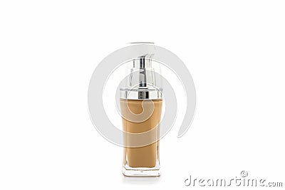 Beige make up foundation in luxurious bottle. Stock Photo