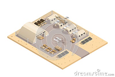 Beige Military Isometric Composition Vector Illustration