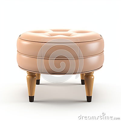 Beige Ottoman Side Table - 3d Render On White Background Stock Photo