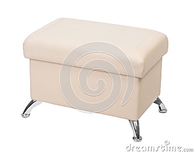 Beige rectangular pouf with legs Stock Photo