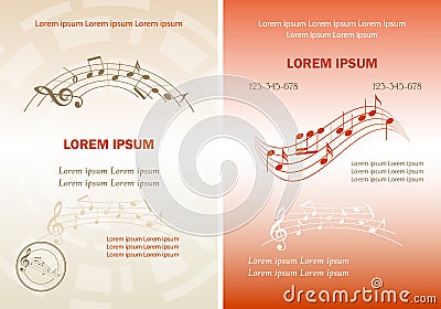 Beige and red templates for music events - A4 vector musical background Vector Illustration