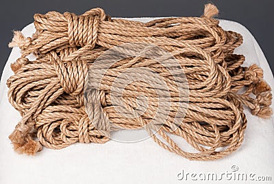 Beige ropes for bondage Stock Photo