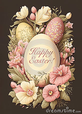 Beige and rosy retro style Easter, AI generative Stock Photo