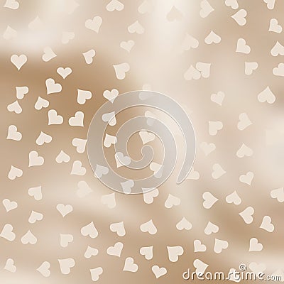 Beige silk with little hearts motif Stock Photo