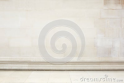 Beige stone tiled wall and floor with decoration border Stock Photo