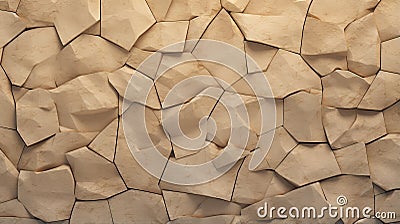Beige Stone Wall With Broken Tiles - Abstract Flagstone Texture Stock Photo