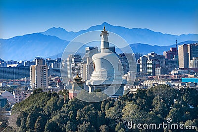 Beihai Stupa Mountains Prospect Hill Jingshan Park Beijing China Stock Photo