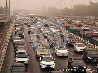 Beijing Air Pollution And Traffic Editorial Stock Photo