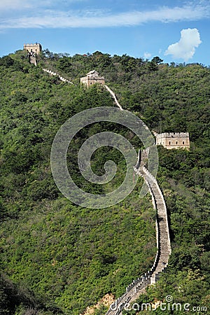 Beijing Ancient Great Wall Ruins Tourist Area. Stock Photo