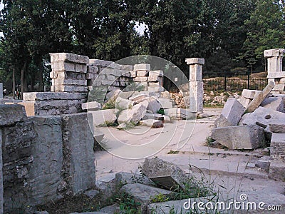 Remain heritage from destruction at Old Summer Palace, Yuanmingyuan Park Beijing China Stock Photo