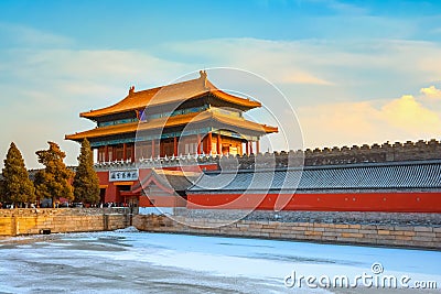 Shenwumen Gate of Divine Prowess at the Forbidden City in Beijing, China Editorial Stock Photo