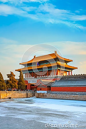 Shenwumen Gate of Divine Prowessat the Forbidden City in Beijing, China Stock Photo