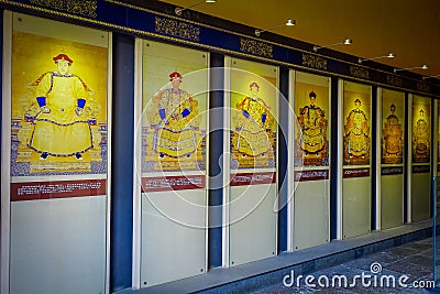 BEIJING, CHINA - 29 JANUARY, 2017: Decorated walls showing ancient soldiers inside temple of heaven, imperial complex Editorial Stock Photo