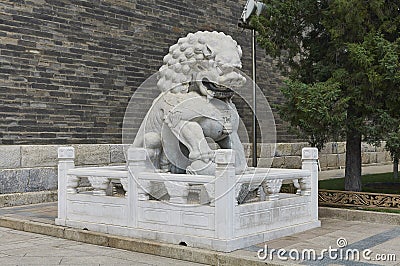 Beijing, China - June 2019: Zhengyang Gate Guardian Mythological Beast Stock Photo