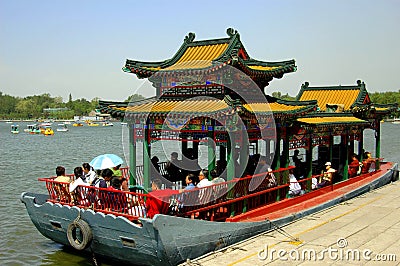 Beijing, China: Pagoda Boat in Behei Park Editorial Stock Photo