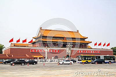 Beijing city,China-July 16, 2011:View of in front of the gate the Forbidden Palace,The most people travel in side Editorial Stock Photo