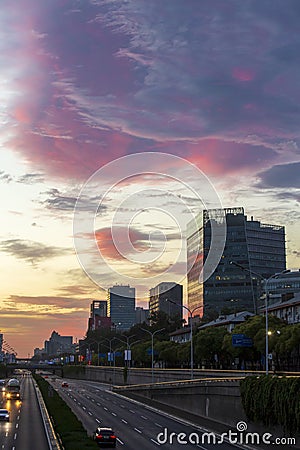 Beijing cityscape sunrise Editorial Stock Photo