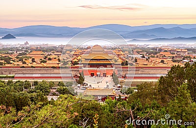 Beijing Forbidden City Panorama Stock Photo