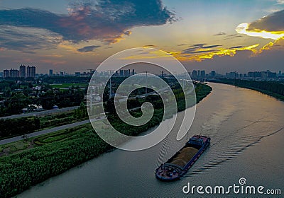The Beijing-Hangzhou Grand Canal in Huai `an city, Jiangsu Province, China Editorial Stock Photo