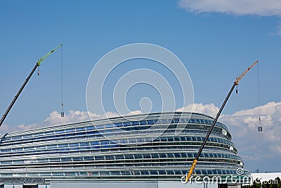 Beijing national speed skating Hall under construction, China 2022 world winter Olympic Editorial Stock Photo