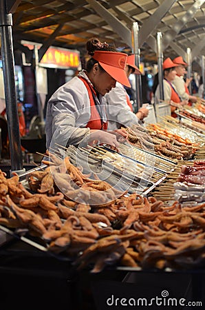 Beijing night snack market Editorial Stock Photo