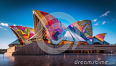 Beijing Opera House shines brightly at twilight generated by AI Editorial Stock Photo