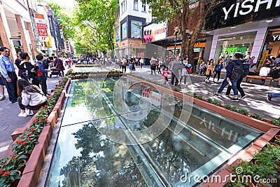 The Beijing Road in Guangzhou. Famous shopping street with many shops and restaurants along the road. Editorial Stock Photo