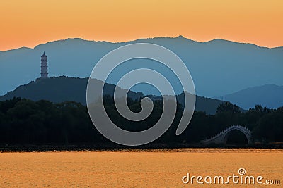 Beijing Summer Palace in sunset, China Stock Photo