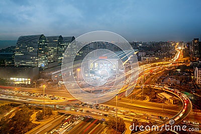 Beijing traffic night, China Editorial Stock Photo