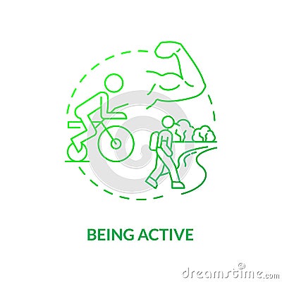 Being active green gradient concept icon Vector Illustration